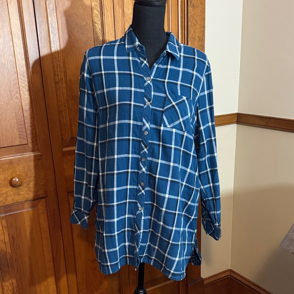 J. Jill Navy Plaid Shirt Tunic